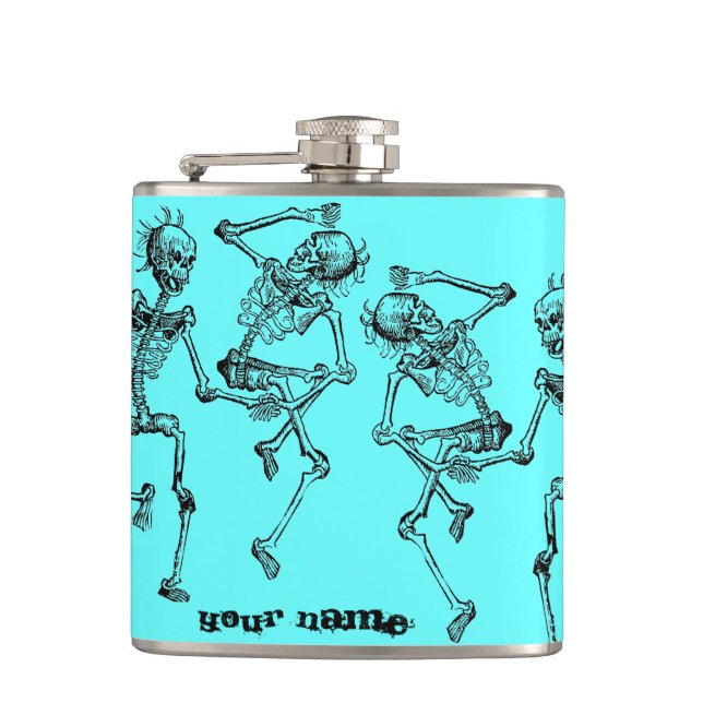 Dancing Skeletons Halloween Party Hip Flask Gift (Front)