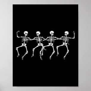 Dancing Skeletons Halloween Party Skeleton Funny Poster