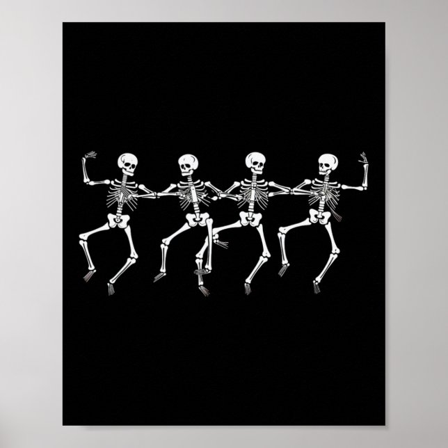 Dancing Skeletons Halloween Party Skeleton Funny  Poster (Front)