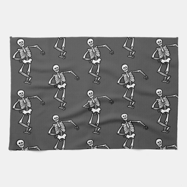 Dancing Skeletons Halloween Tea Towel (Horizontal)