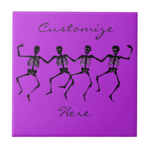 Dancing Skeletons Halloween Thunder_Cove Ceramic Tile