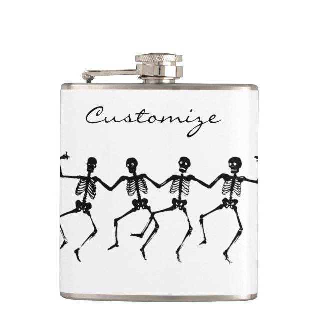 Dancing Skeletons Halloween Thunder_Cove Hip Flask (Front)