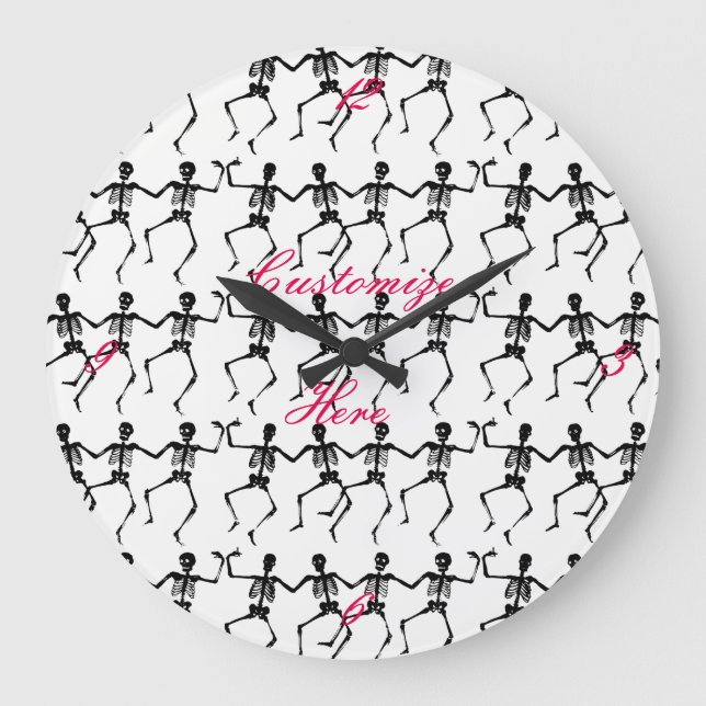 Dancing Skeletons Halloween Thunder_Cove Large Clock (Front)