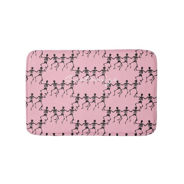 Dancing Skeletons Halloween Thunder_Cove pink Bath Mat (Front)