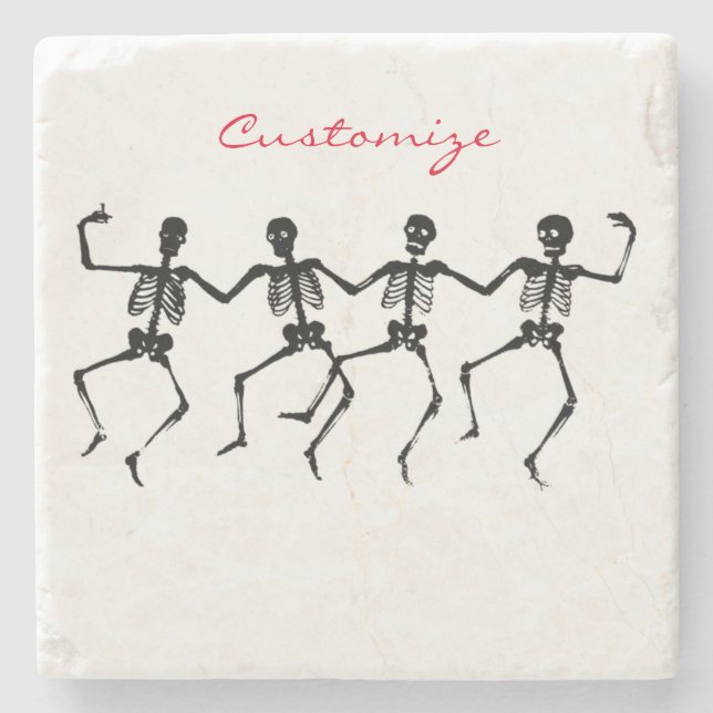 Dancing Skeletons Halloween Thunder_Cove Stone Coaster (Front)