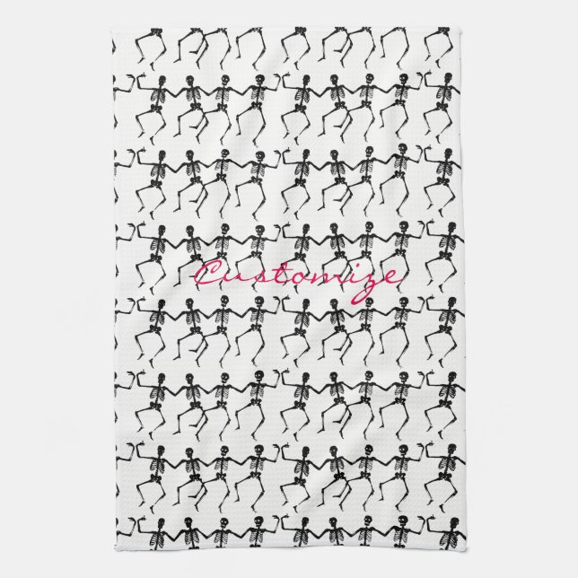Dancing Skeletons Halloween Thunder_Cove Tea Towel (Vertical)