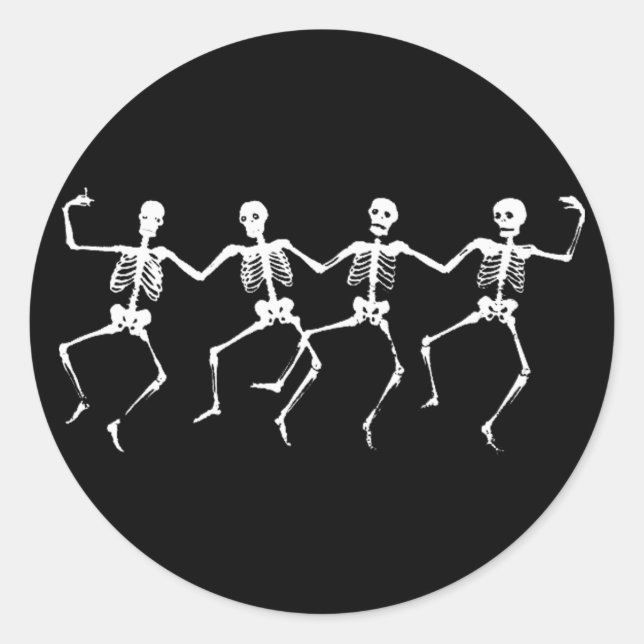 Dancing Skeletons II Classic Round Sticker (Front)
