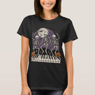Dancing Skeletons Keyboard Funny Music Teacher H T-Shirt