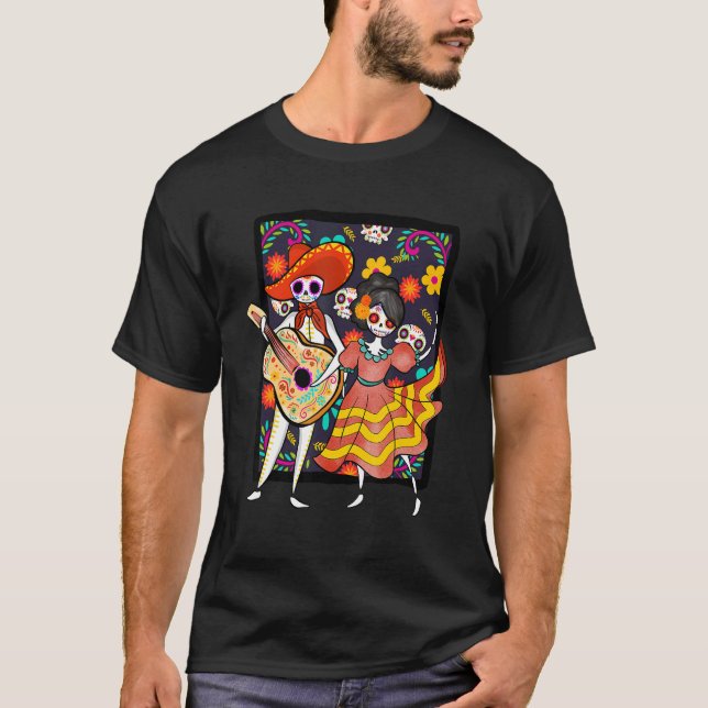 Dancing Skeletons Mexican Dead Day of Dia De Los M T-Shirt (Front)