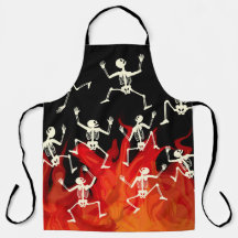 Dancing Skeletons On Fire Flames For Halloween