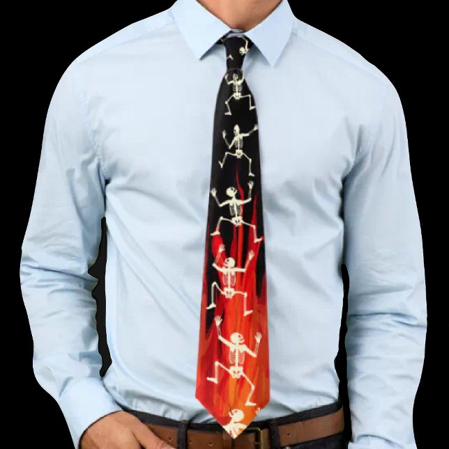 Dancing Skeletons On Fire Flames For Halloween Tie (Creator Uploaded)