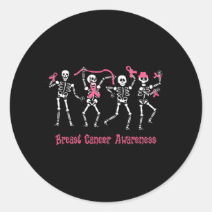 Dancing Skeletons Pink Ribbon Skull Gifts For Brea Classic Round Sticker