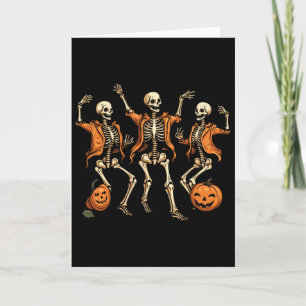 Dancing Skeletons Pumpkin Halloween Card