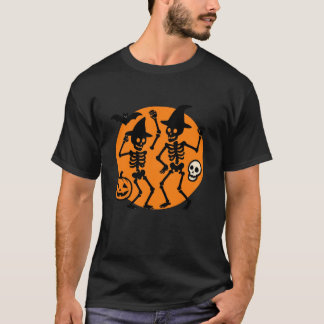 Dancing Skeletons Pumpkin Halloween Vibes T-Shirt