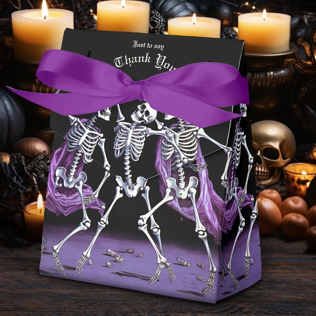 Dancing Skeletons Purple Gothic Halloween Favour Box (Creator Uploaded)