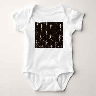 Dancing Skeletons: Quirky Seamless Background Baby Bodysuit