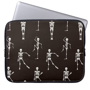 Dancing Skeletons: Quirky Seamless Background Laptop Sleeve