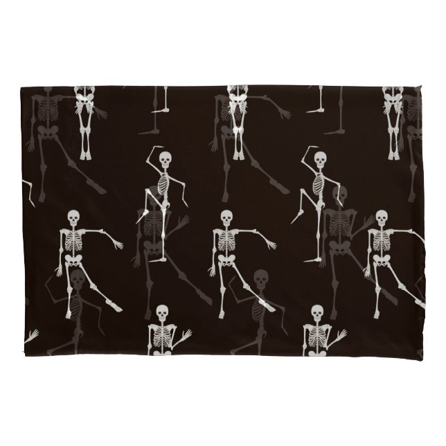 Dancing Skeletons: Quirky Seamless Background Pillowcase (Front)