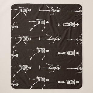 Dancing Skeletons: Quirky Seamless Background Sherpa Blanket