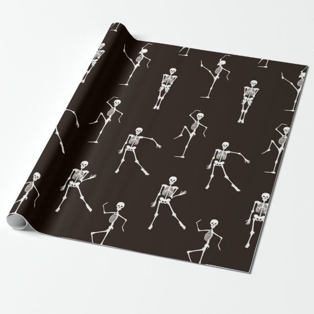 Dancing skeletons seamless pattern wrapping paper (Unrolled)