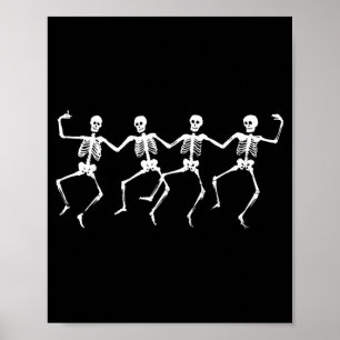 Dancing Skeletons - Spooky Funny Halloween Party Poster