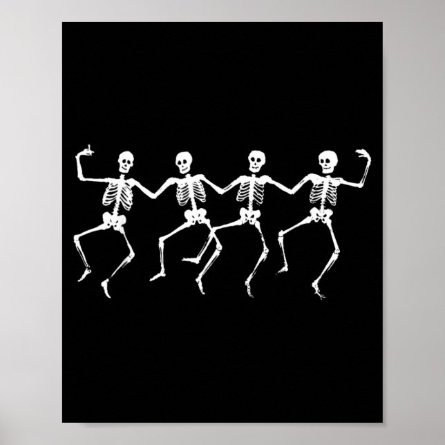 Dancing Skeletons - Spooky Funny Halloween Party Poster (Front)