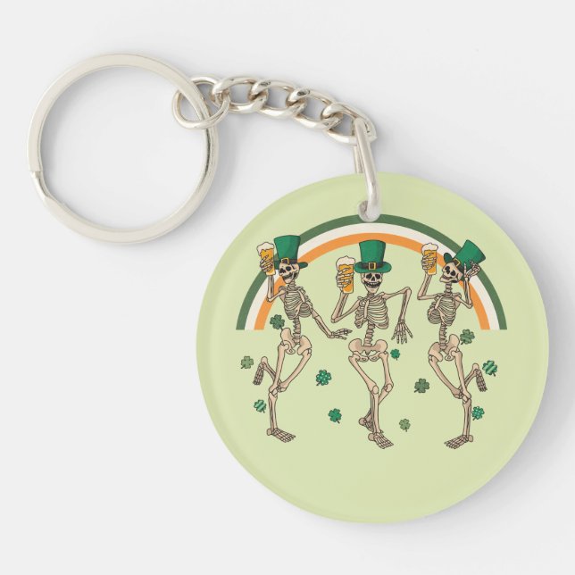 Dancing Skeletons St Patrick Key Ring (Front)