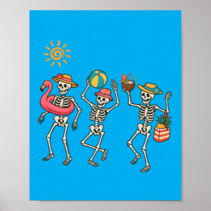 Dancing Skeletons Summer Beach Party Vacation Poster