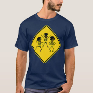 Dancing Skeletons Warning Sign Dancer Funny  T-Shirt