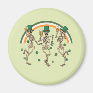 Dancing Skeletons with Beer and Shamrocks Magnet