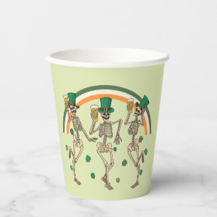 Dancing Skeletons with Beer and Shamrocks Paper Cups
