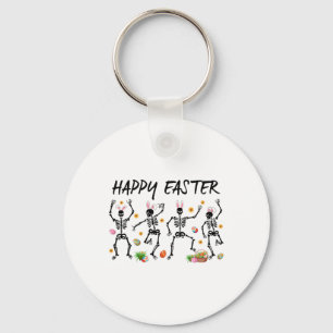 Dancing Skeletons With Bunny Ears And Easter Eggs  Key Ring