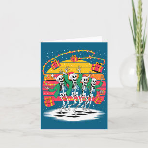 Dancing Skeletons With Santa Hats Christmas Lights Card