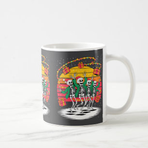 Dancing Skeletons With Santa Hats Christmas Lights Coffee Mug