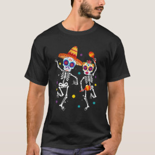Dancing Skull Mexican Apparel Skeleton Dia De Los T-Shirt