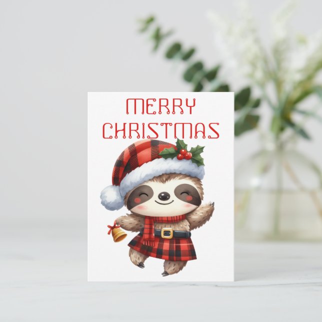 Dancing Sloth Pup - Christmas Card (Standing Front)