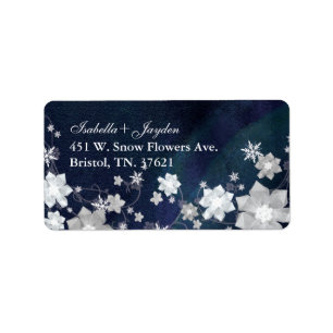 Dancing Snow Flowers Winter Wedding Address Labels