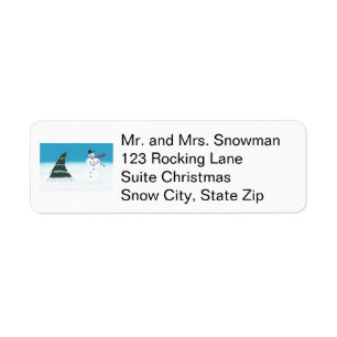 Dancing Snowman and Tree Christmas Address Labels