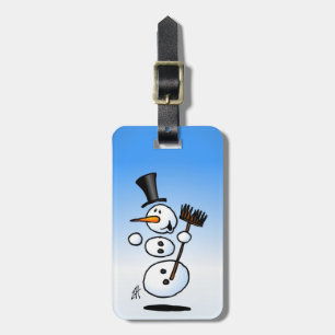 Dancing snowman luggage tag