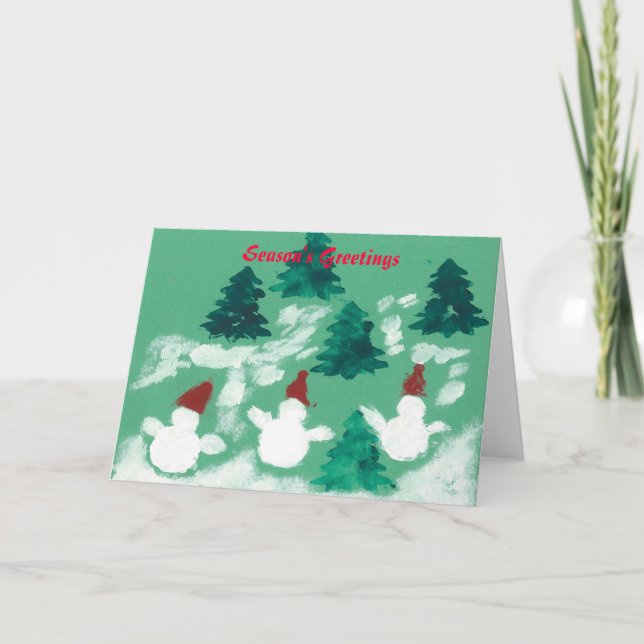 Dancing Snowmen Holiday Card (Front)