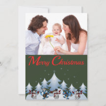Dancing Snowmen & Reindeer Holiday Photo Card