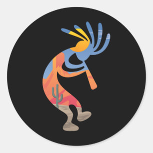Dancing Southwestern Usa Kokopelli Symbol Classic Round Sticker