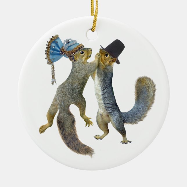 Dancing Squirrels Ceramic Tree Decoration (Front)