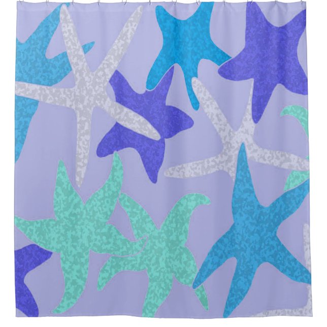 Dancing Starfish Lavender Shower Curtain (Front)