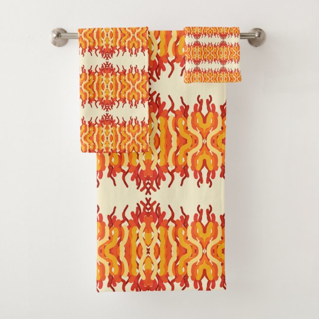 Dancing Sunburst Pop Of Colour Abstract Art Bath Towel Set (Insitu)