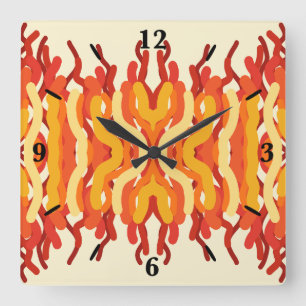 Dancing Sunburst Pop Of Colour Abstract Art Square Wall Clock