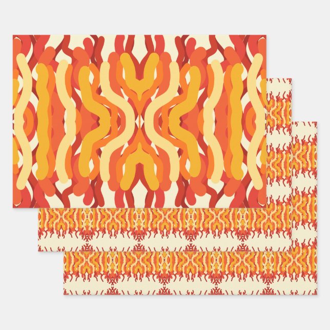 Dancing Sunburst Pop Of Colour Abstract Art Wrapping Paper Sheet (Set)