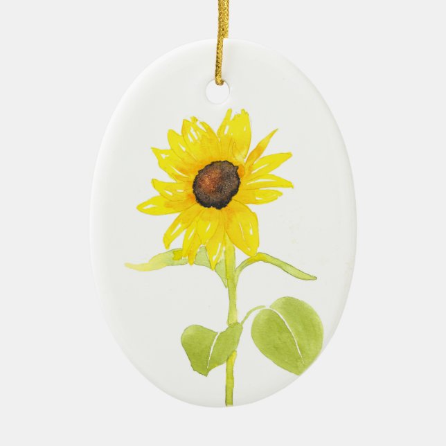 'Dancing Sunflower' Ceramic Ornament (Front)
