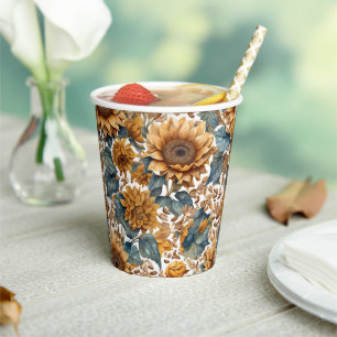Dancing Sunflowers Pattern Design Paper Cups