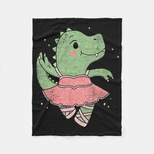 Dancing T-rex Dinosaur Llerina For Llet Dancer Vin Fleece Blanket (Front)